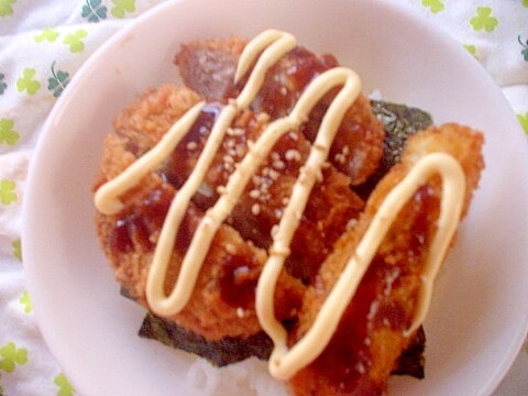 酢飯で❤メンチカツと大葉あじフライの海苔どんぶり